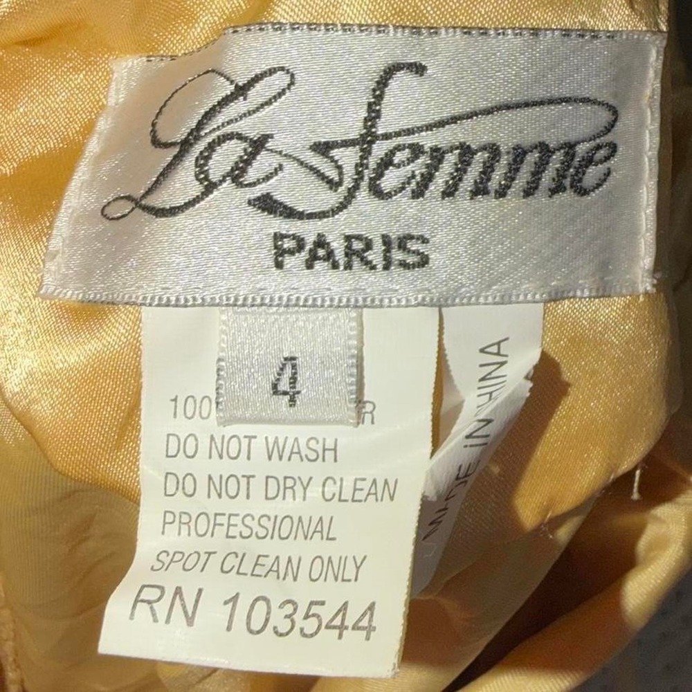 Y2K vintage La Femme yellow floral beaded halter maxi gown tropical open back - Picture 6 of 8